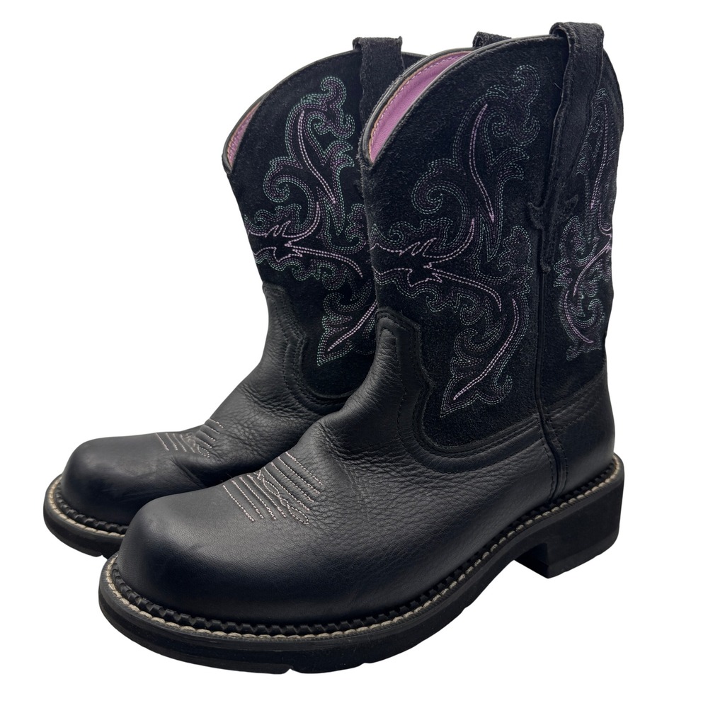Ariat Fatbaby II Leather Western Boots 10004729 Women's 9.5 Black Purple